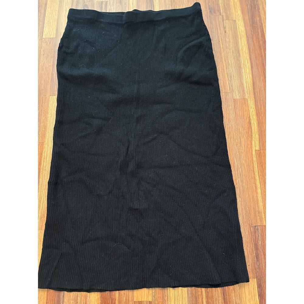 Elie Tahari Midi Skirt Womens XS Black Excellent Ribbed Knit Pencil Skirt